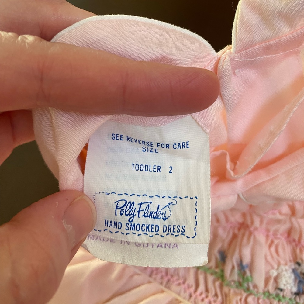 Polly Flinder Hand Smocked vintage pink dress prairie sheep - Picture 5 of 10